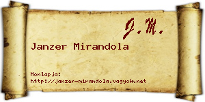 Janzer Mirandola névjegykártya